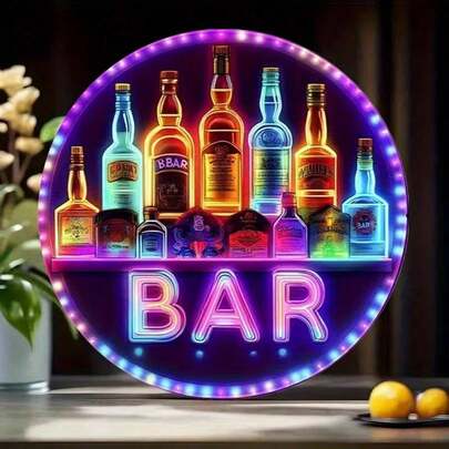 【2D平面】+1个“教区酒吧”复古铝制墙饰标牌，适用于庭院、花园、厨房、酒吧、房间、卧室、户外、道路、车库、俱乐部、咖啡馆、餐厅、节日等场合，艺术墙饰，20*20厘米，无需用电，孔位随机