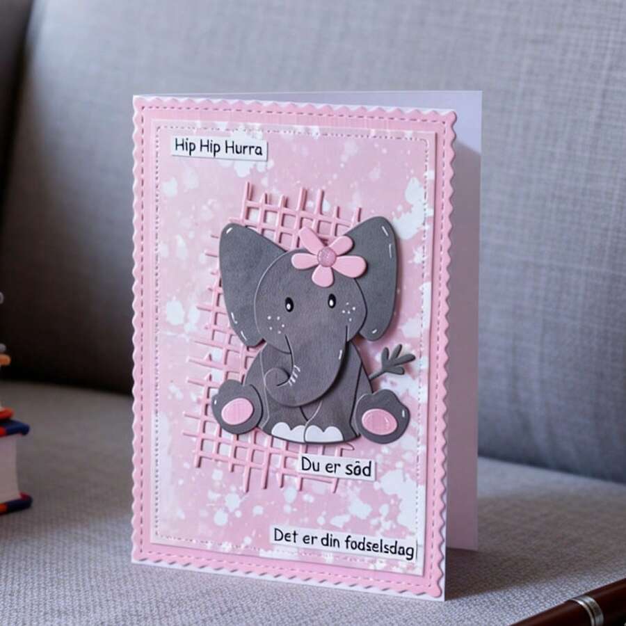 Creative Grid And Elephant Cutting Dies, DIY Scrapbooking Album And Embossing Stencil, Greeting Card Making Tool, Card Paper Cutting Crafts ,Gift Card Making Template Die Cuts. - Silver - View 1