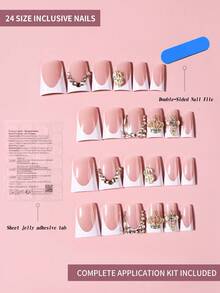 用这款24片装Y2K长款鸭嘴美甲贴纸升级你的造型！这款3D十字水钻法式美甲贴纸采用按压式设计，持久贴合，完美覆盖指甲。套装包含：1瓶果冻胶和1把指甲锉。鸭嘴美甲贴纸适合女性和女孩DIY，适用于日常工作、节日派对和其他场合。 - 查看 2