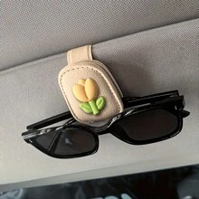 1 Tulip Flower Car Visor Glasses Clip, Fashion Sunglasses Magnetic Clip Bracket, Female Car Accessories Car Accessories-Holiday Gifts.