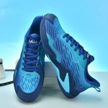 Men & Women Badminton Shoes, Carbon Board + Air Cushion Rubber Sole, Ultra-Light, Breathable, Anti-Slip, Wear-Resistant, Professional Badminton Match & Training Shoes - Teal Blue - View 3