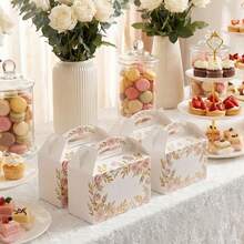 Tomnk 48 Pack White Party Favor Treat Boxes, Candy Boxes, Gable Gift Boxes With Handles For Birthday, Wedding, Mother's Day - 白色 - 查看 4
