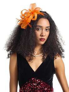 1pc Fascinators Hat Mesh Ribbons Feathers On A Headband And A Clip Tea Party Headwear For Girls And Women,Holiday,Festival - Multicolor - View 5