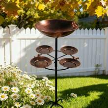 Antique Bronze Metal Dual Tier Bird Bath & Feeder - 5 Bowl Capacity, Rust-Proof, Sturdy Base, Easy Clean Garden Decor For Bird Lovers - 均碼 - 查看 7