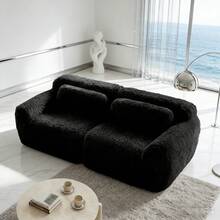 Sofas & Couches - Black + Plush + 2 Seat - View 1