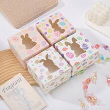 4pcs Easter Egg Boxes, Easter Bunny Candy Boxes For Holiday Party, DIY Creative Window Cartoon Paper Boxes, Easter Supplies - Multicolor - View 1