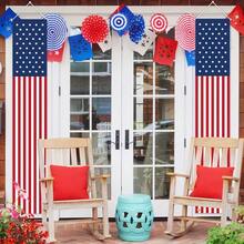 1 Set American Flag Hanging Banners, Stars And Stripes Decor,  Memorial Day Independence Patriotic Holiday, 2D Flat Banner, Large Door Banne, Suitable For Doors, Party Decor Porch Banner, Hanging Door Decoration, Outdoor Sign For Home Wall Indoor Outdoor Party Holiday Decorations Holiday Gift, Welcome Holiday Party Supplies - 1 - 查看 2