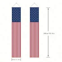 1 Set American Flag Hanging Banners, Stars And Stripes Decor,  Memorial Day Independence Patriotic Holiday, 2D Flat Banner, Large Door Banne, Suitable For Doors, Party Decor Porch Banner, Hanging Door Decoration, Outdoor Sign For Home Wall Indoor Outdoor Party Holiday Decorations Holiday Gift, Welcome Holiday Party Supplies - 1 - 查看 3