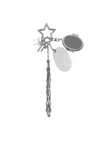 银色口红网袋，金属口红收纳袋挂饰，配有可替换不锈钢网袋，心形和星形装饰口红盒钥匙扣，带心形镜子和小梳子。编织网袋，优雅钥匙扣 - 彩色 - 查看 13