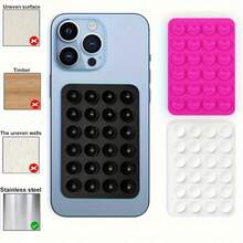 1pc Rectangular Silicone Suction Cup Phone Holder, 24pcs Silicone Phone Suction Cups, 1pc Silicone Single-Sided Suction Cup Phone Stand, 24pcs Reusable Double-Sided Clips, Suitable For Makeup, Fitness, Shower And Kitchen