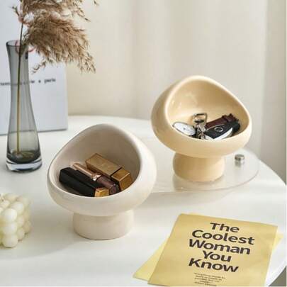 طبق حامل خاتم على شكل فطر سيراميكي، منظم مجوهرات، هدية ديكور منزلي