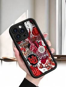 Selected Fashionable Utah University Ute Team Pattern Printed Products, Complete Set Of Mixed Color Phone Cases, Applicable Models I7PROMAX/I7 AR/15ProMaX/16PROMAX/GalaxyS22/23/S24/S23Plus/S24-Utra It Is A Daily Commuting Essential, Suitable As A Mother's Day Gift, Independence Day Gift, Valentine's Day Gift, Or Birthday Gift For Family And Friends - 黑色 - 查看 3