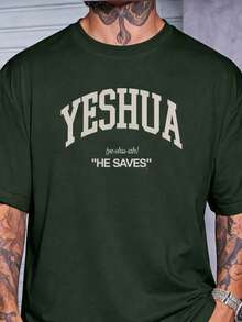 Men's  Yeshua Cotton Shirt With Crew Neck And Print - Army Green - View 2