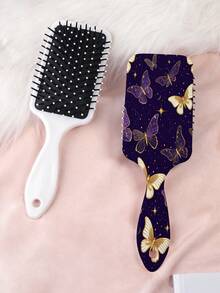 1pc Butterfly Series Cushion Hair Brush, Featuring Delicate Butterfly, Flower, And Daisy Patterns In Chic Artistic Style, Made Of Durable PC+TPU Material For Straight Hair Styling - Multicolor - View 18