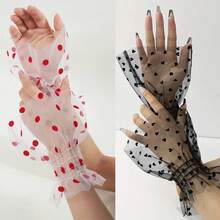 1/2 Paar Spitzenärmel-Manschetten, kurze Ärmel mit Blumenspitze, Polka Dot Herz-förmige Spitzenmanschetten Design, minimalistisch & modisch Hochzeit Make-up Fotografie Requisiten - Verschiedenfarbig - Übersicht 19