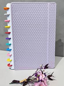 Tesouro direto Import A4 Ring Binder Notebook With Woven Faux Leather Hardcover – 80 Lined Sheets And 11 Discs, Back To School - 紫丁香 - 查看 1