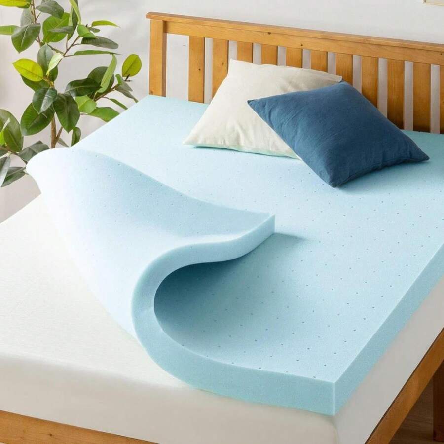 Best Price Mattress 15 Inch Ventilated Memory Foam Mattress Topper, Cooling Gel Infusion, CertiPUR-US Certified, Dorm Essentials, Full - ColorB - 查看 1