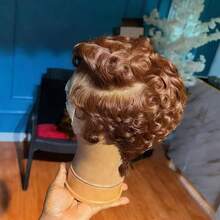Pixie Cut Wigs Brazilian Curly Pixie Cut Wig Human Hair Short Layered Wigs Brown Color Lace Front Human Hair Wig For Daily Use Chocolate Brown Hair - S4 - View 5