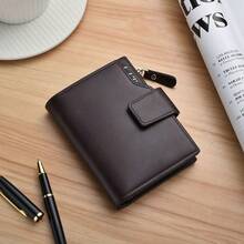 New Men's Small Square Zipper Wallet, Youth Fashion Vertical Multi-Card Slot Functional Coin Purse