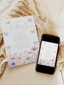 Thiệp mời sinh nhật chủ đề bướm tùy chỉnh, Thiệp mời sinh nhật, Thiệp mời sinh nhật hoa bướm, Tiệc bướm hồng tím, Thiệp dự tiệc sinh nhật, Thiệp mời đám cưới, Thiệp cưới, Đa năng, Trang trí, Tái sử dụng, Thời trang, Đầy màu sắc, Dễ thương - Nhiều màu - Xem 4