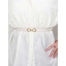 1pc Women's Adjustable Decorative Waist Belt, Can Be Paired With Dresses, Suits, Sweaters, Simple Thin Waist Belt, Korean Style - 黑色 - 查看 10