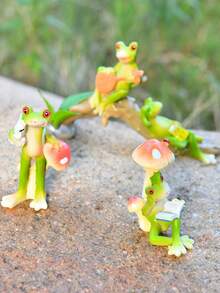 Garden & Home Resin Mini Cartoon Frog-Shaped Gardening Decorative Ornaments, Suitable For Outdoor Garden And Courtyard Decoration, Home Decoration, Back-To-School Season, And Gift Giving (Please Note The Size Before Purchasing) - Multicolor - View 2