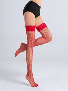 1 par de calcetines de red de moda y sexy de encaje para mujer - Multicolor - Ver 10