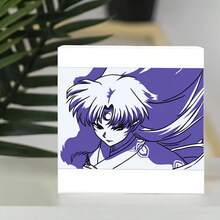Decorative Wooden Box With Stylized Character Illustration - White Box Featuring Short Spiky White Hair Character With Purple Ornament On Forehead, Serious Expression, Flowing Purple Elements, Shades Of Purple And White With Black Outlines - Perfect For Collectible Storage Or Artistic Display - White - View 3