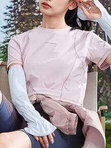 CAMEL CROWN Women's Sun Protection Sleeves, Ice Silk Cooling Fabric, New Design, UV Protection, Lightweight And Breathable, Long Summer Arm Sleeves - Dusty Blue - View 4