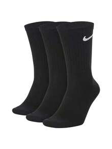 Nike Logo 运动高帮袜，训练健身中筒袜，男女通用，白色，多双装 - 黑色 - 查看 8