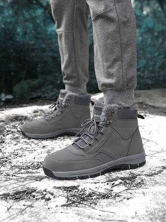 Winter Thick Fleece Men's Snow Boots, High Quality Anti-Slip Men's Hiking Boots, 2026 New Large Size Shoes, Durable Anti-Slip Hiking Boots, Combat Training Boots, Men's Autumn/Winter Boots, Men's Outdoor Hiking Shoes, Sports Casual Shoes