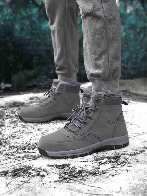 Winter Thick Fleece Men's Snow Boots, High Quality Anti-Slip Men's Hiking Boots, 2026 New Large Size Shoes, Anti-Slip Hiking Boots, Combat Training Boots, Men's Autumn/Winter Boots, Men's Outdoor Hiking Shoes, Sports Casual Shoes