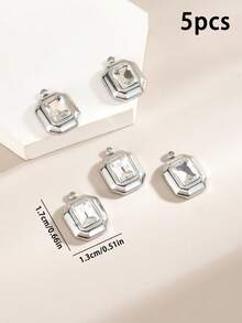 5 Pieces Stainless Steel DIY Jewelry Pendants, Stylish Moon And Sun Pendant Necklace Bracelet Accessories - Pendant 01 - View 2