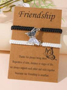 2 piezas Pulsera de magnética trenzada ajustable con dije de mariposa de aleación - Mariposa - Ver 15