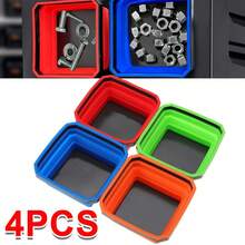 4Pack COLLAPSIBLE MAGNETIC METAL PARTS TRAYS STORAGE GARAGE DISH SCREWS BOLTS - Multicolor - View 1