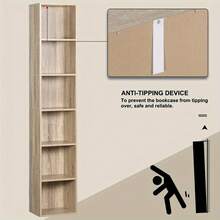 1pc Bookshelf With 6 Compartments, Independent Cube Bookshelf, Vertical Bookshelf, Office Rack, Storage Rack, File Rack, Made Of Wooden Material, 30x158, 5x24 Cm ( Width X Height X Thickness) - White - View 7