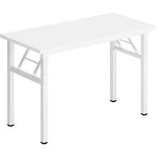 Folding Desk Small Desk 31.5 Inches Computer Desk For Home Office Folding Table Writing Table For Small Spaces No Assembly Required White & White Frame - 31.5 Inches + White + White - View 1