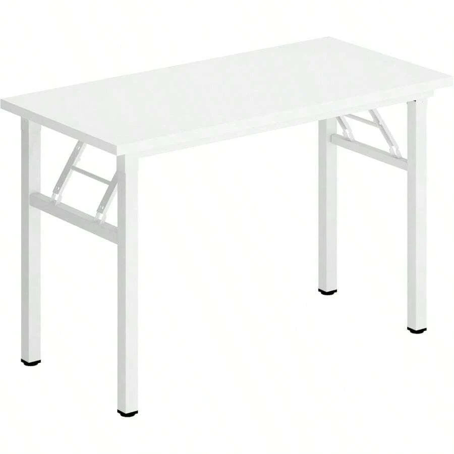 Folding Desk Small Desk 31.5 Inches Computer Desk For Home Office Folding Table Writing Table For Small Spaces No Assembly Required White & White Frame - 31.5 Inches + White + White - View 1