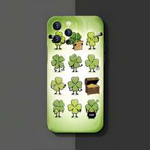 1PC Phone Case ,  Four Leaf Clover Pattern , Stylish Phone Case, Phone Decoration, All-around Lens Protection, Creative Small Gift, Funny Gift for Boys and Girls - Negro - Ver 3