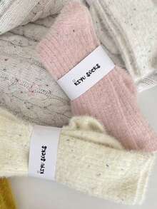 1pair/3pairs/6pairs Mink Plush Polka Dot Socks, Warm Thickened Plush Socks For Autumn/Winter - Multicolor - View 3