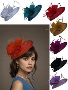 一款精致的水滴形女士茶会帽，优雅的 1950 年代肯塔基德比帽，羽毛发夹，适合赛马嘉年华新娘和婚礼派对，花卉 1920 年代赛马头饰，复古布里奇顿软呢帽，贝雷帽，1950 年代服装，教堂帽，黑色丧葬面纱，1940 年代连衣裙，维多利亚帽，药盒帽，洛丽塔配饰，适合作为女性生日、母亲节、万圣节和圣诞节的礼物。 - 彩色 - 查看 11