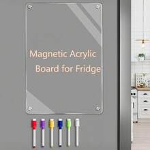 1 Set Acrylic Magnetic Fridge Calendar With Markers, Clear Dry Erase Board For Weekly Meal Planning, Grocery List & Chore Chart, Kitchen Organization - Multicolor - View 11
