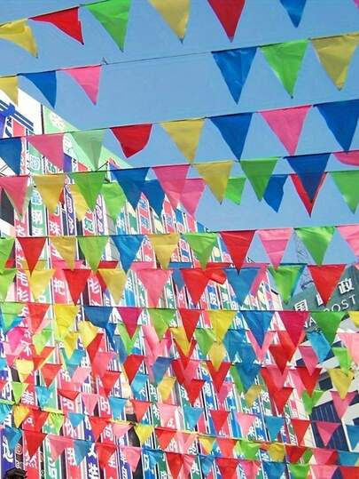 54ft Colorful Triangle Pennant Flags, 100pcs Small Flags, Suitable For Holiday Celebrations, Ceiling, Birthday, Dance, Opening Ceremony, Scene Decoration, Theme Party, Outdoor Activities And Teacher Decor