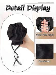 人造发髻发片，爪夹发髻发夹，人造假发髻接发，女士日常发髻发片，人造发饰假发 - 彩色 - 查看 3