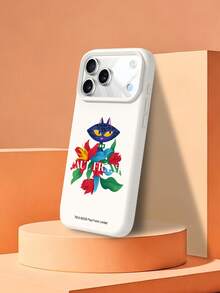 Paul Frank 授权液态硅胶手机壳，全包防震摄像头保护，黑色猫咪字母花卉图案，全新设计，兼容 13/14/15/16/17 Pro Max - 彩色 - 查看 4