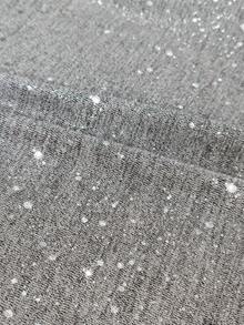 SRoinpar 亮银色V领宽松休闲上衣，适合派对穿着，尽显身材 - 銀色 - 查看 4