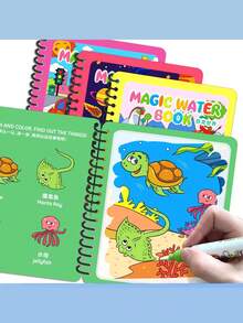 1pc Reusable Magic Water Painting Book With Water Pen, Colorful Magic Pen Drawing Set - 彩色 - 查看 6