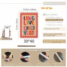 Quadro em tela estilo boêmio (1 peça) - Memórias da infância para sempre, pôster para quarto infantil, arte de parede colorida para quarto de menina, decoração para berçário, arte de parede emoldurada para quarto infantil, adequado para quarto infantil, berçário, creche, quarto de menino, quarto de menina, Dia dos Namorados - Multicolorido - Ver 13