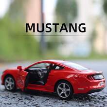 RMZCITY 1:36 比例福特野马合金车模 - 哑光黑/红，金属车身，可开门，摩擦动力，逼真车模，儿童玩具，成人收藏，节日/生日礼物