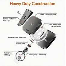 1个重型金属伸缩登山扣钥匙扣腰带徽章卷轴夹，28.3英寸加固钢丝绳